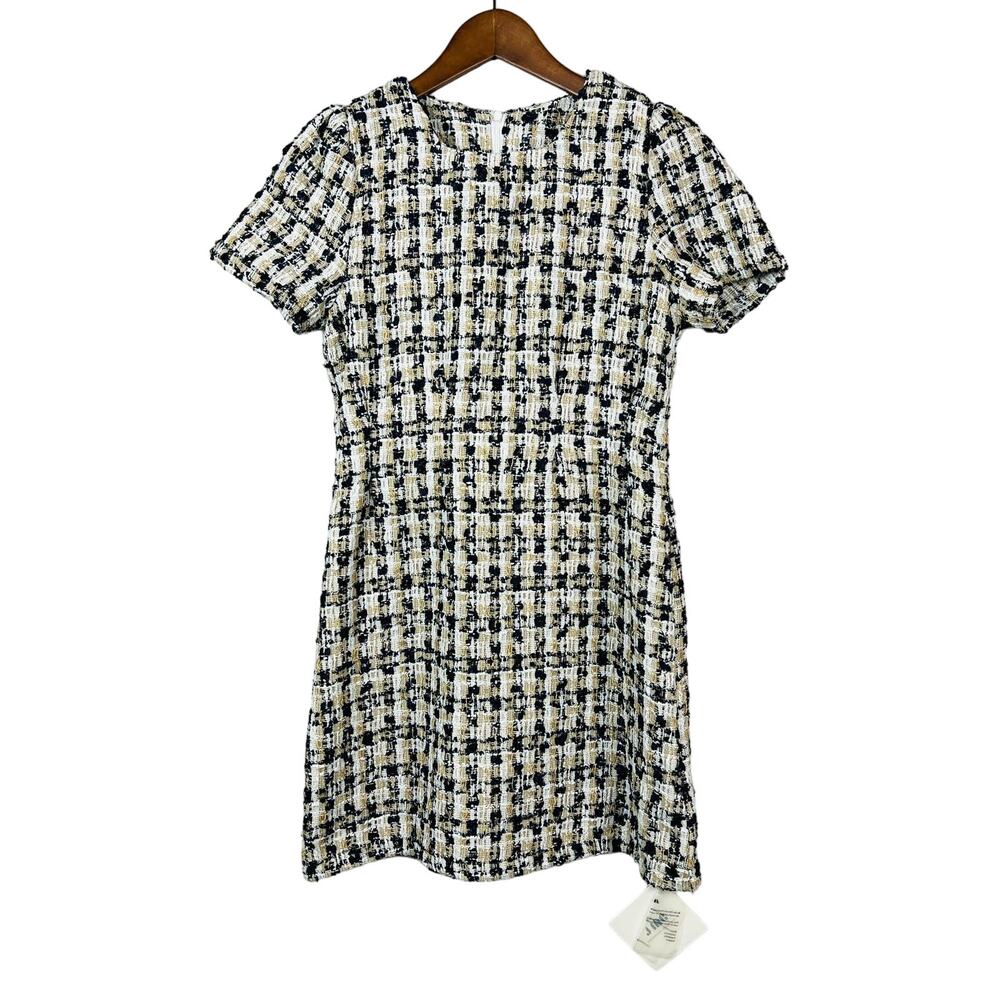 NEW! J.ING Loose Knit Tweed Style Dress Cap Sleeve Modest- S / M